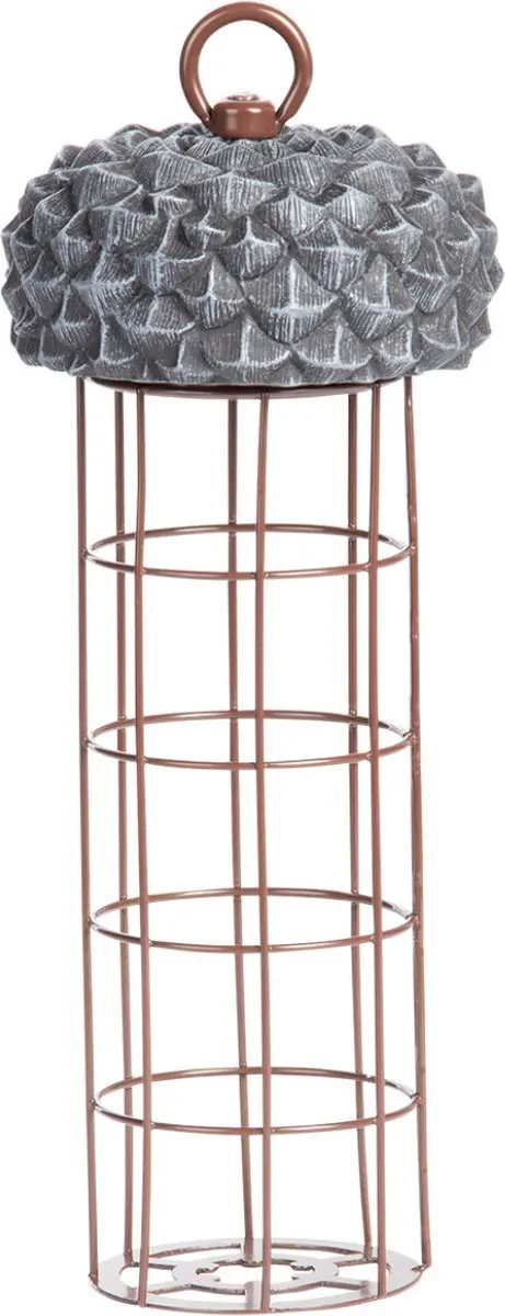 Esschert Design Voedersilo met Eikeldeksel - 14 Vetbollen - Grijs