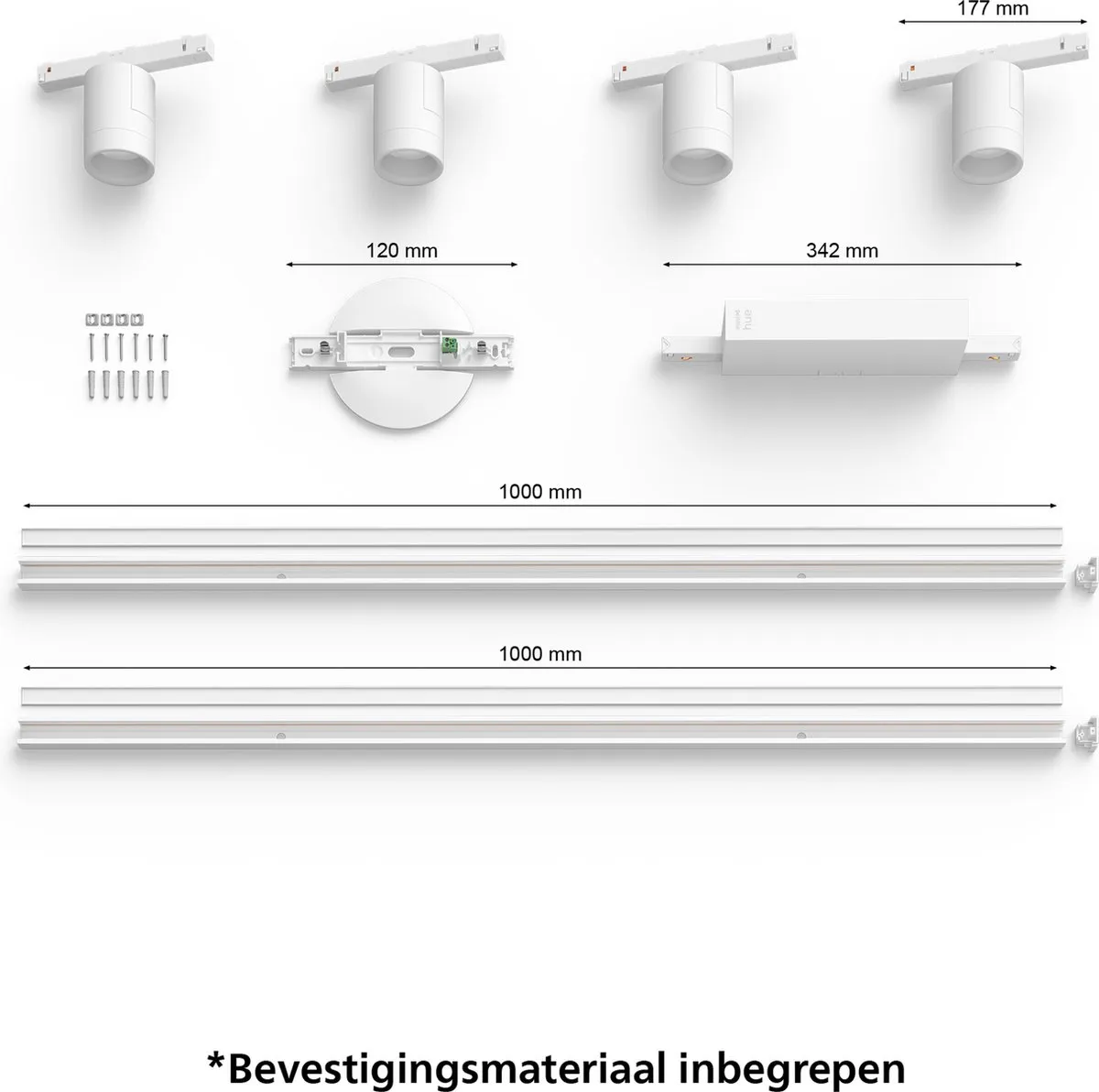 Philips Hue Perifo Railverlichting Plafond 4-spots - RGBW Wit - afbeelding 6 van 6