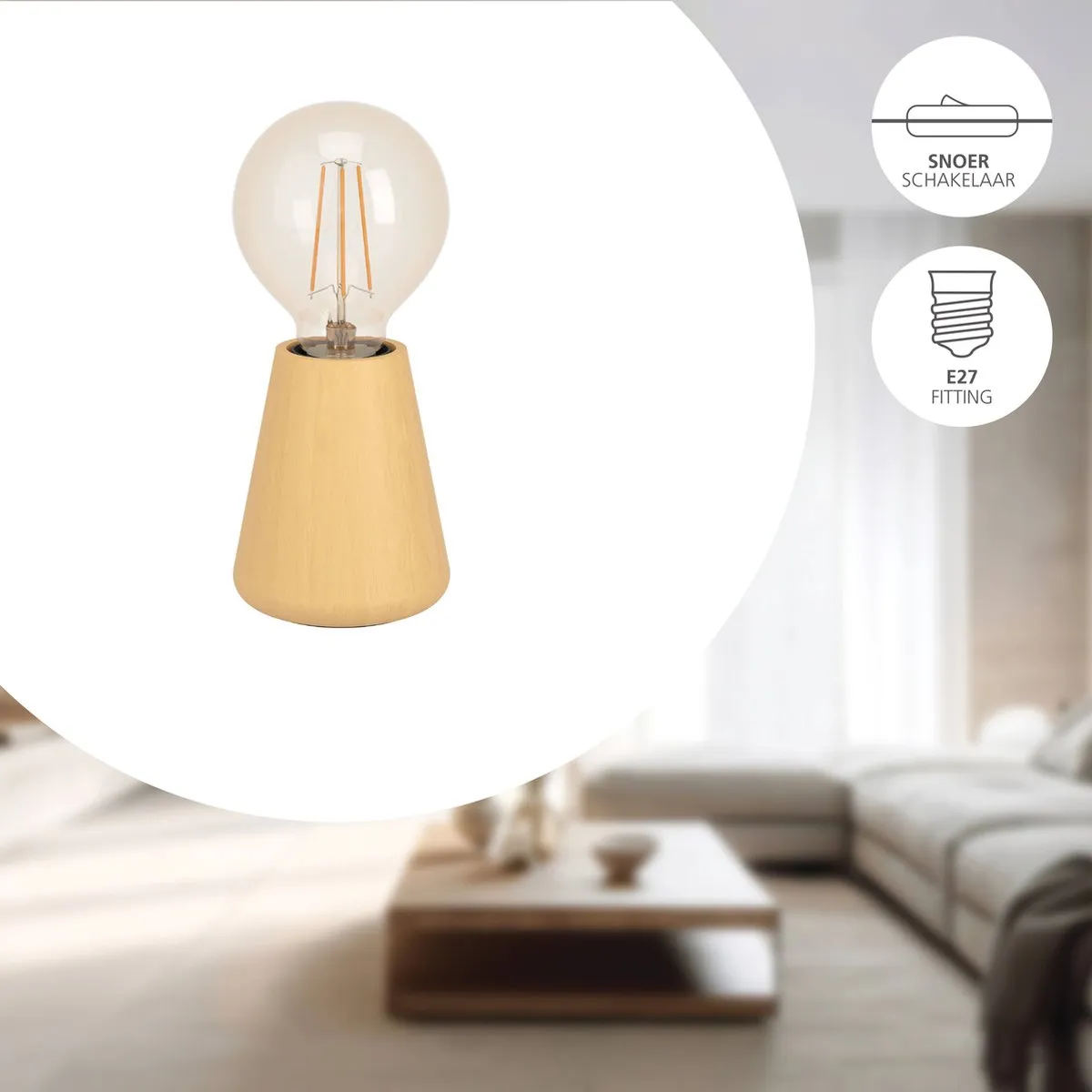 Eglo Asby Tafellamp E27 - Lichtbruin - afbeelding 6 van 6