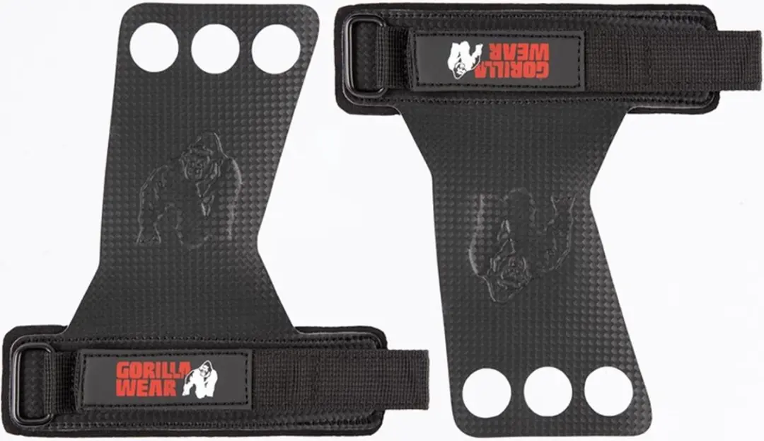 Gorilla Wear 3-Hole Carbon Lifting Grips M - Zwart