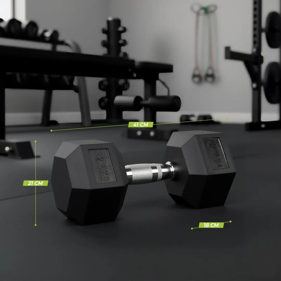 Virtufit Hexa Dumbbell Pro Set 2x32,5kg - Hexagon - Zwart/Zilver