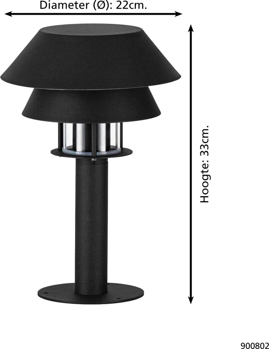 Eglo Chiappera Sokkellamp E27 - 33cm - Zwart/Wit - afbeelding 6 van 6