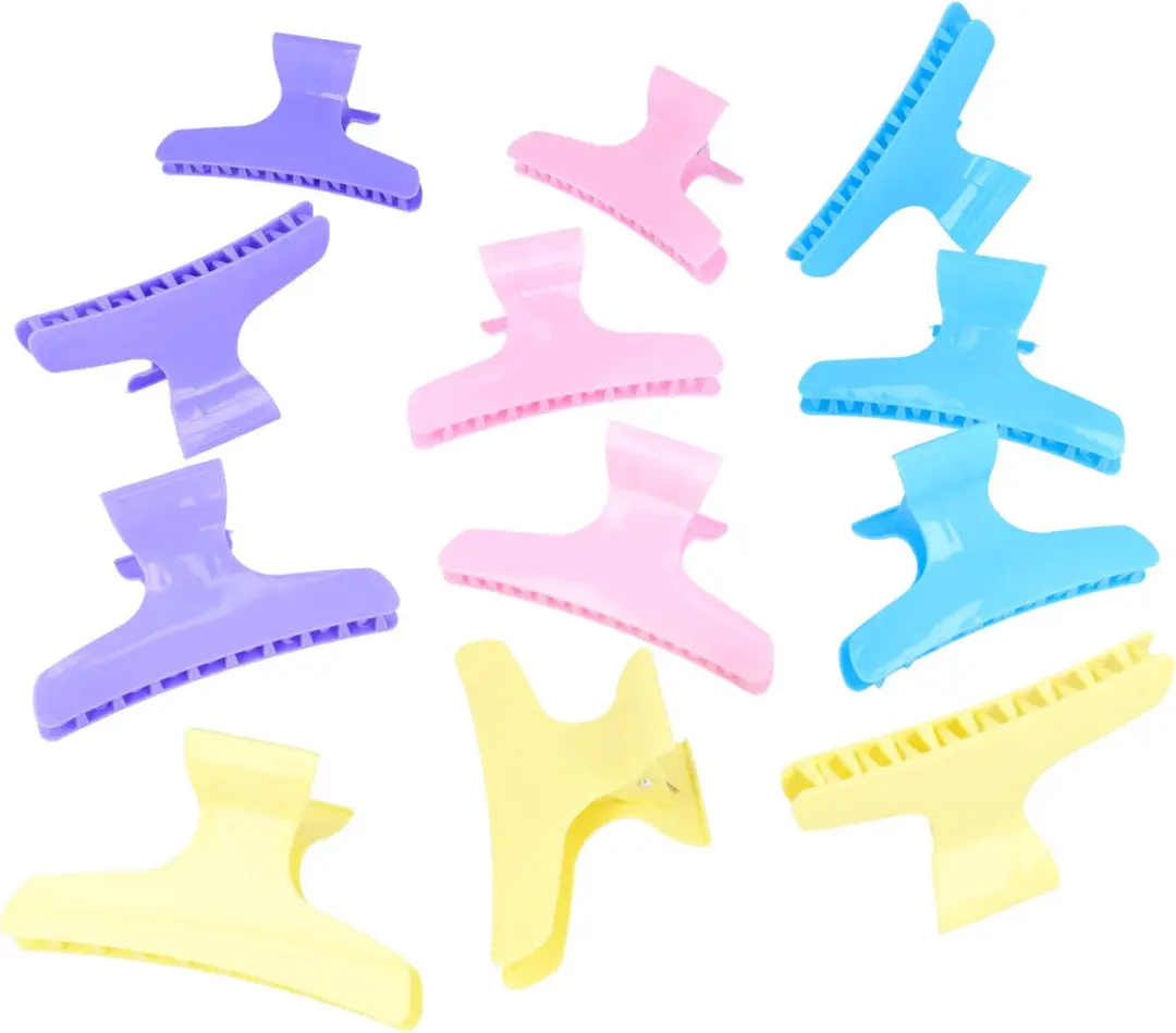 Haarsoires Afdeelklemmen 9,5cm - Set van 12 - Blauw/Paars/Geel
