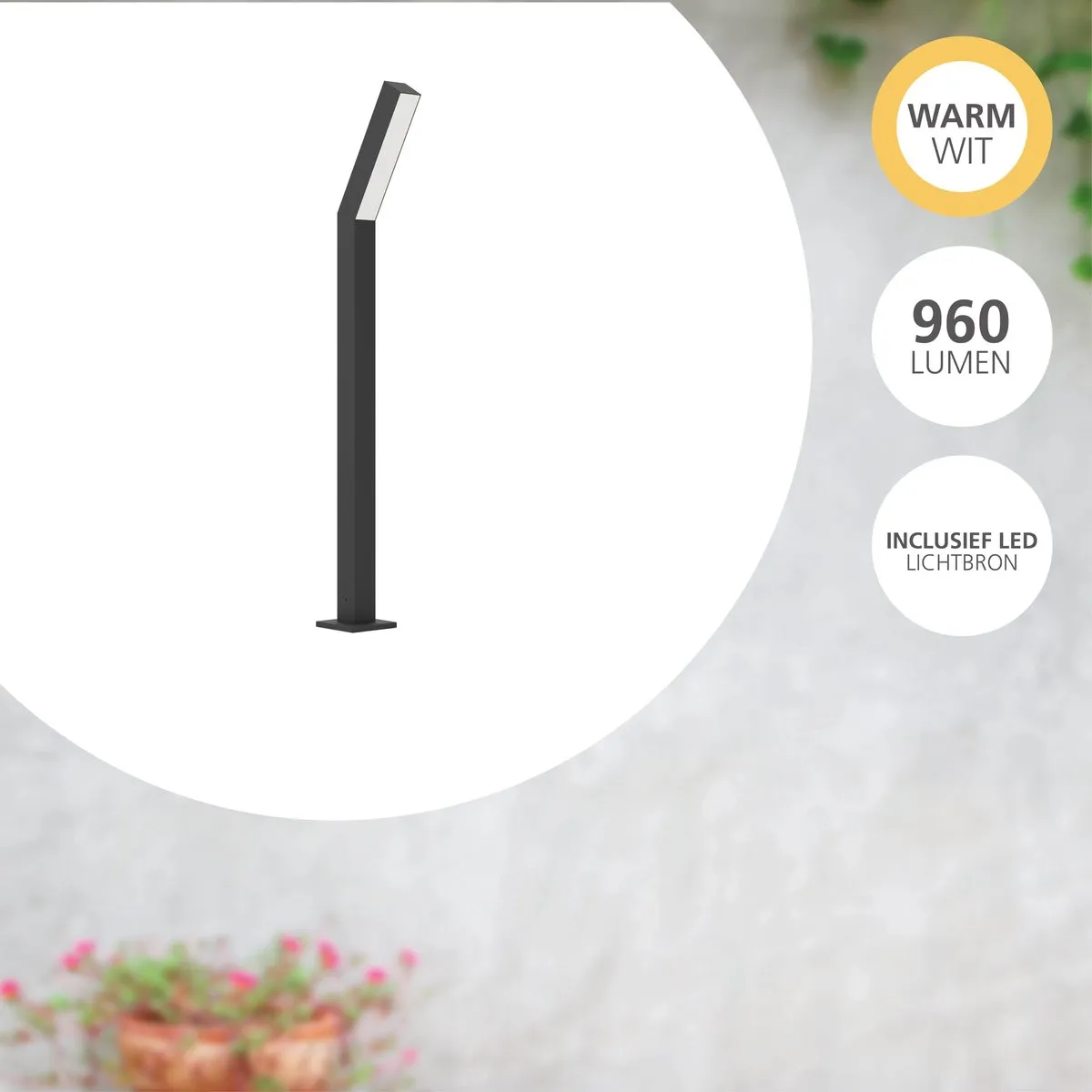Eglo Ugento Sokkellamp LED 79cm - Zwart/Wit