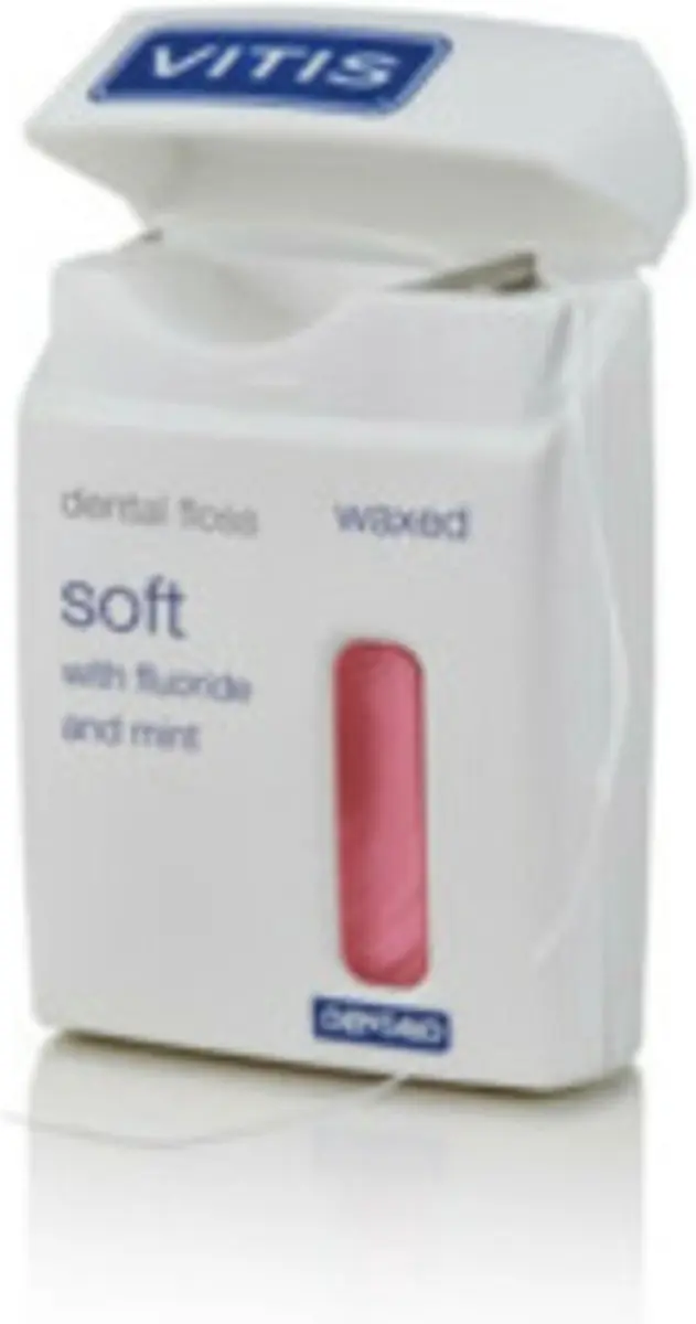 Vitis Soft Waxed Dental Floss Fluoride & Mint - 2x50m Roze