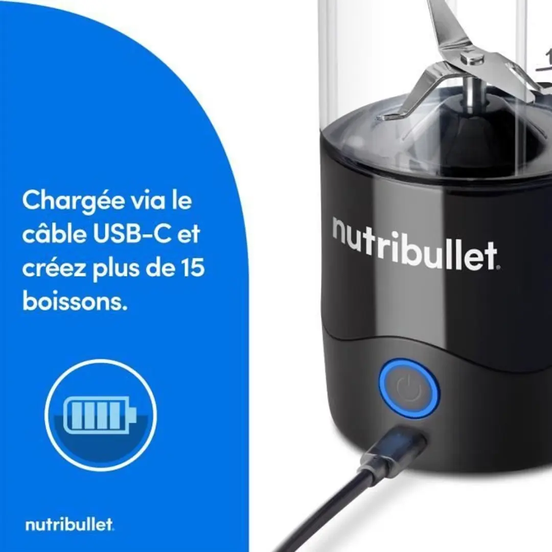NutriBullet NBP003B Draagbare Blender - 100W - 0,48L - Zwart