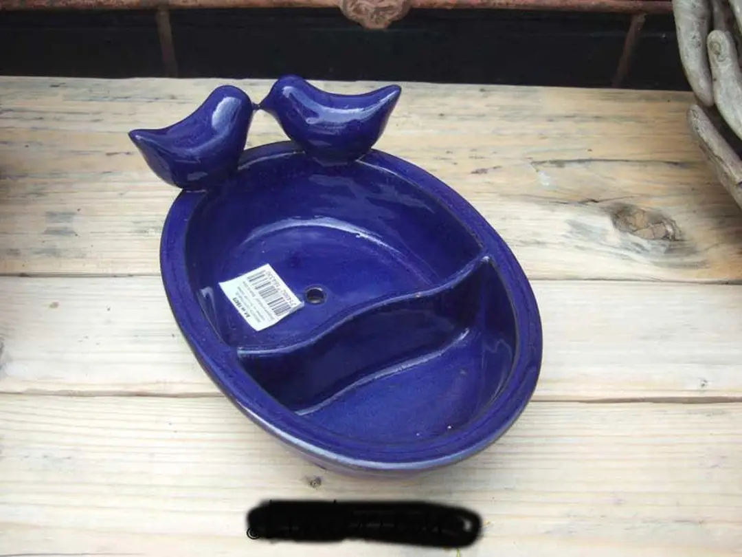 Esschert Design Keramisch Vogelvoederbakje - Blauw