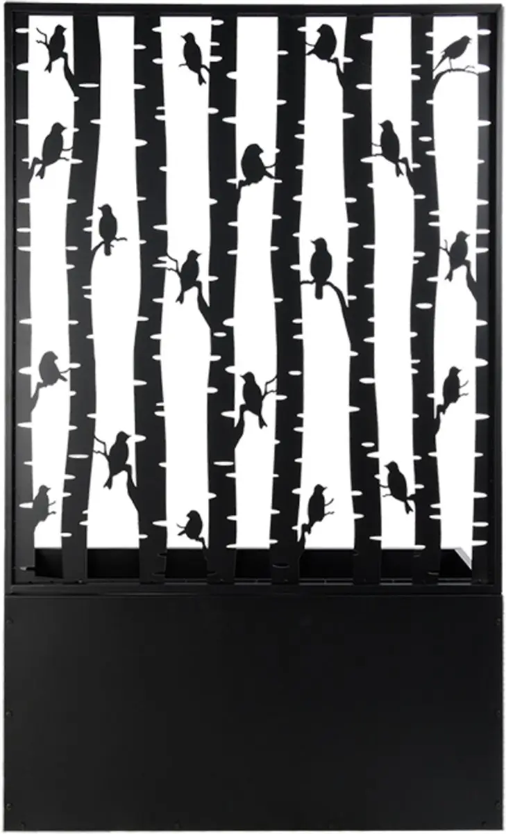 Esschert Design Bloembaklatwerk Vogelmotief IJzer 140x100cm - Zwart - afbeelding 6 van 6