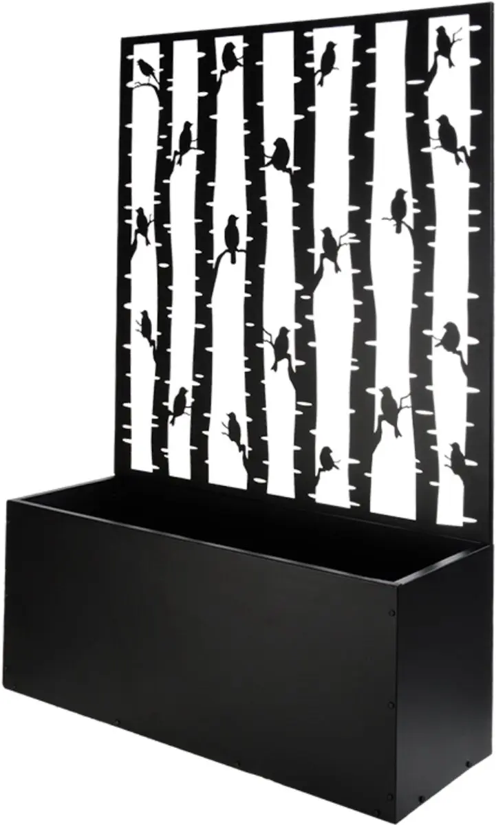 Esschert Design Bloembaklatwerk Vogelmotief IJzer 140x100cm - Zwart