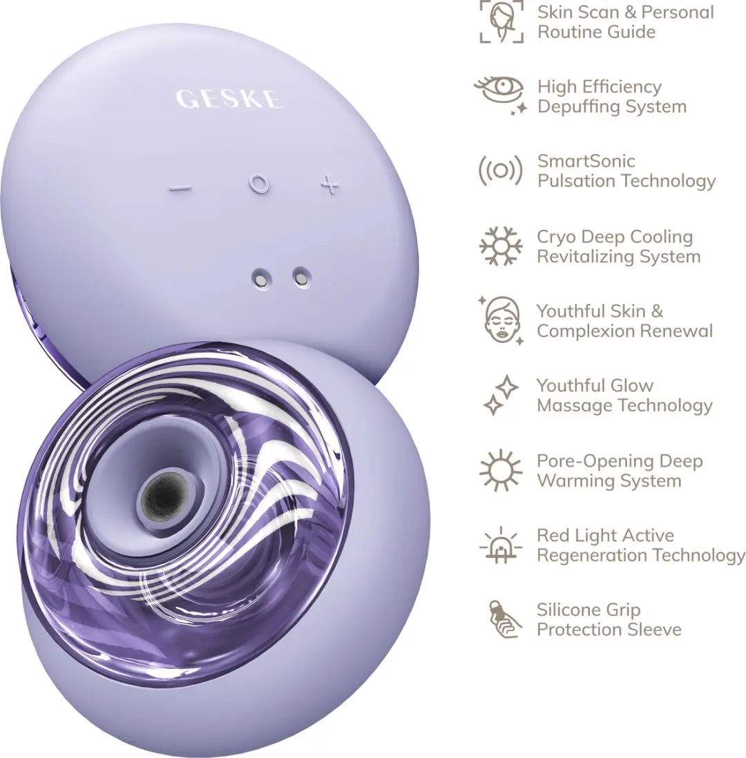 GESKE GK000699PL01 SmartSonic Massager 9-in-1 - Purple - afbeelding 6 van 6