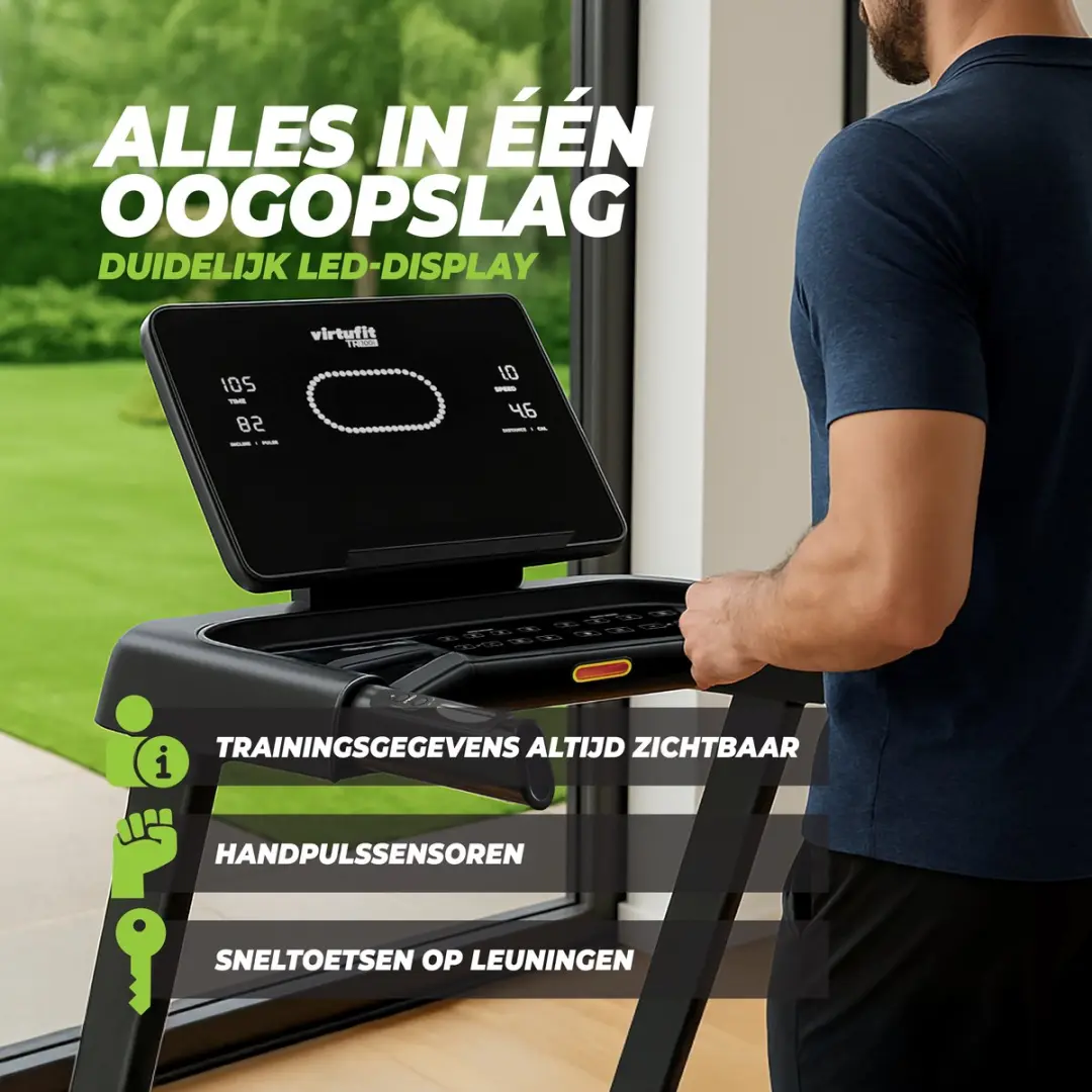 VirtuFit TR100i Loopband - 16 km/u - 15% Helling - 40 Programma's - Zwart