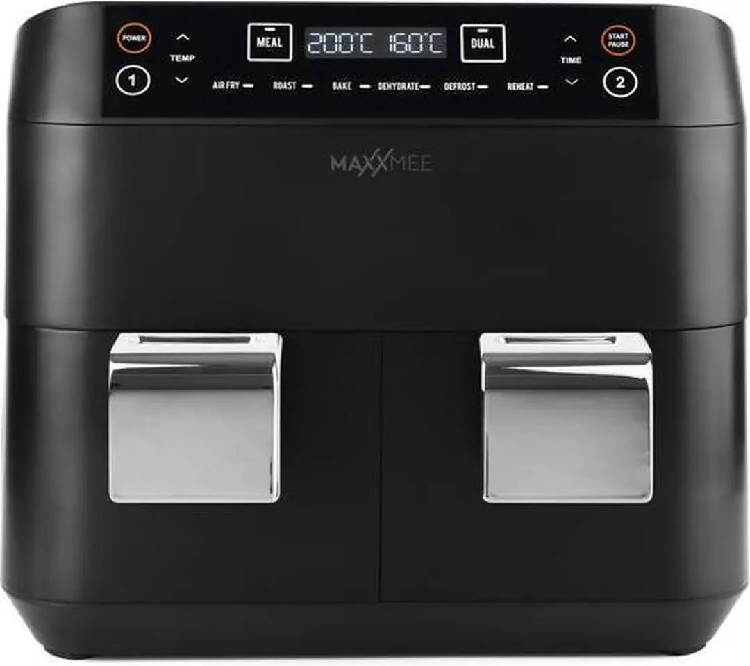 Maxxmee Airfryer 2400W - 2x 3,8L - 6 Programma's - Zwart