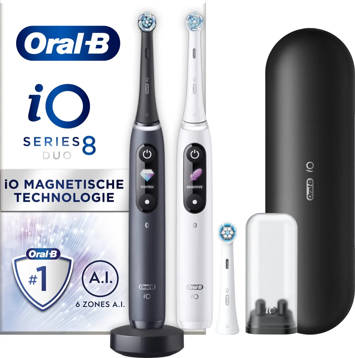 Oral-B iO8 Duopack Elektrische Tandenborstel - 2 Handvatten 3 Borstels
