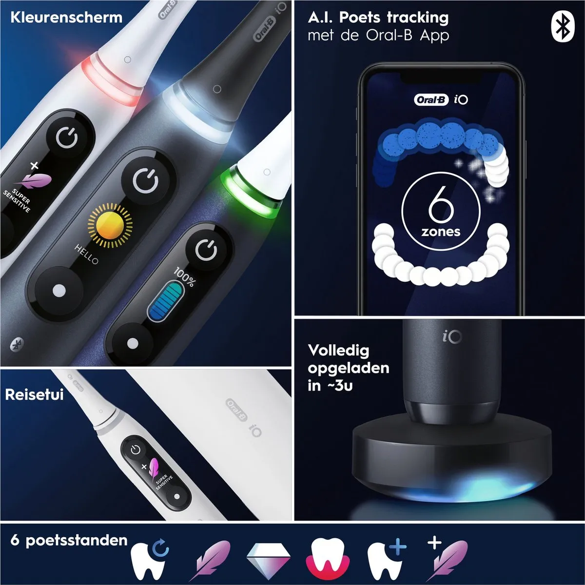 Oral-B iO8 Duopack Elektrische Tandenborstel - 2 Handvatten 3 Borstels