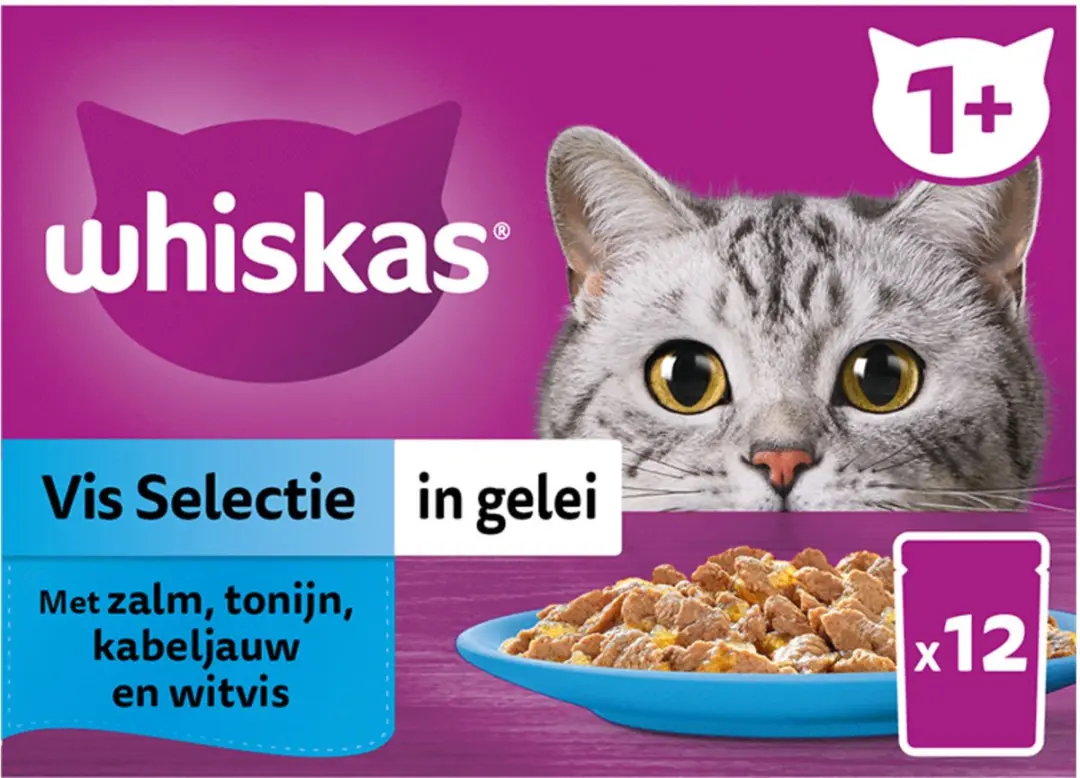 Whiskas 1+ Vis Selectie in Gelei Maaltijdzakjes