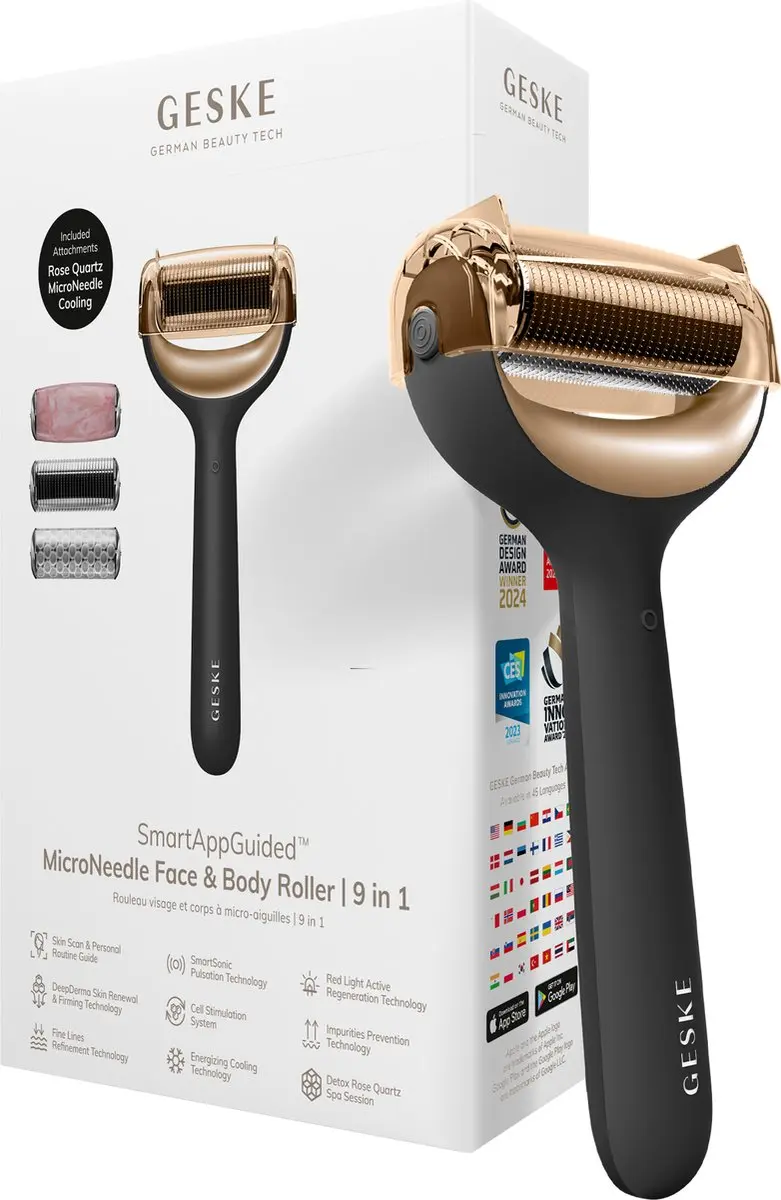 GESKE SmartAppGuided MicroNeedle Roller GK000042GY01 - 9-in-1 - Rozenkwarts - Grijs