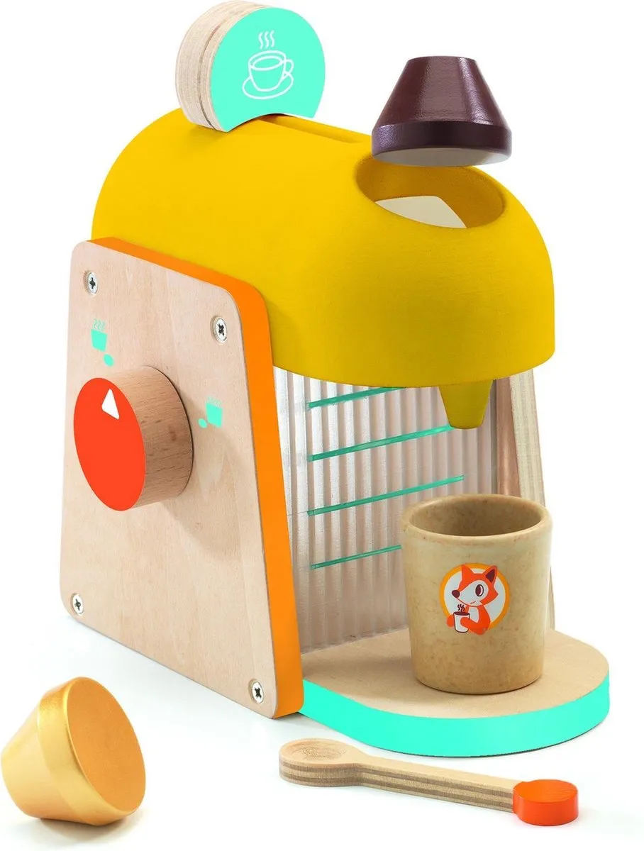 Djeco Mijn Espresso Koffieapparaat - Geel/Hout