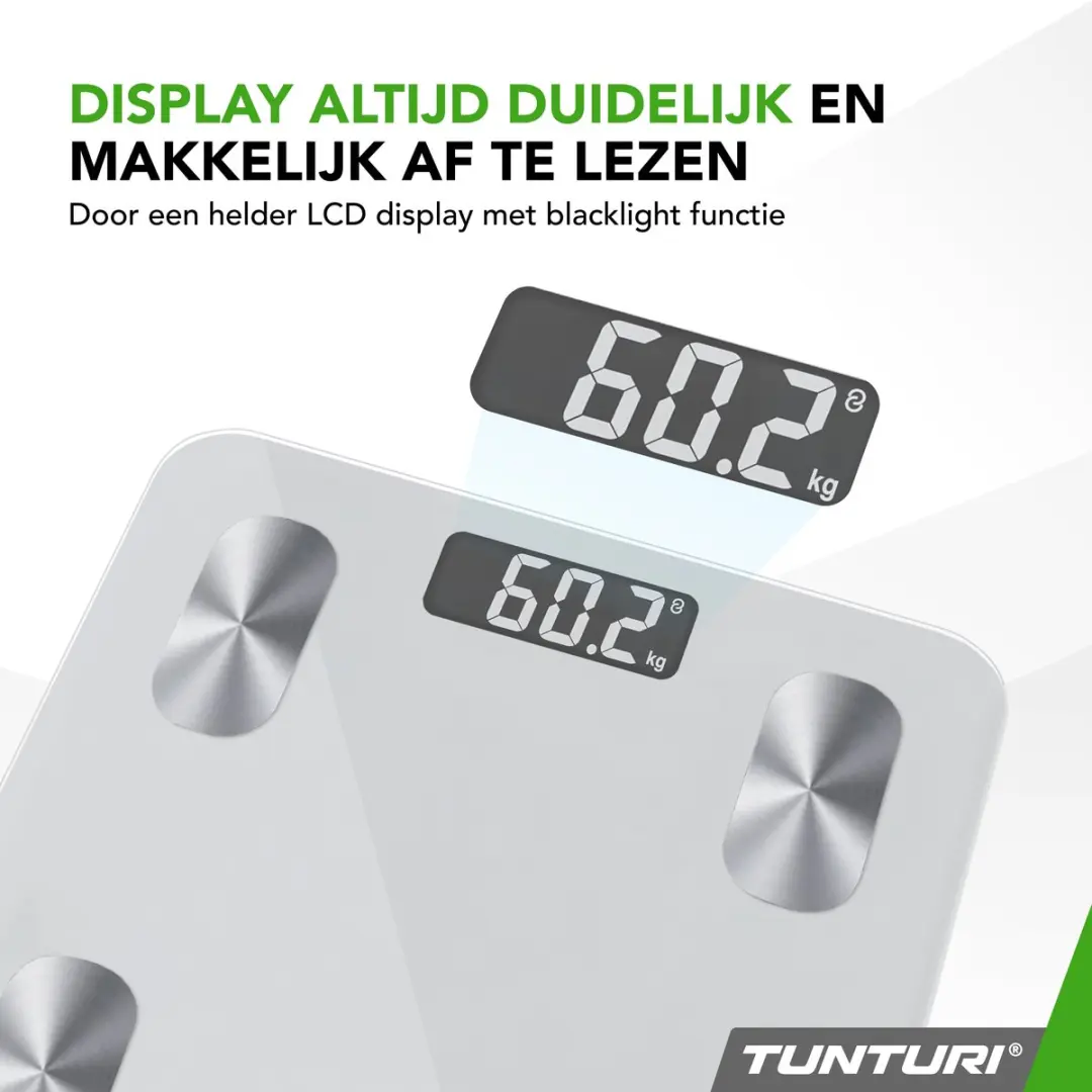 Tunturi Personenweegschaal 180kg - Bluetooth - Wit