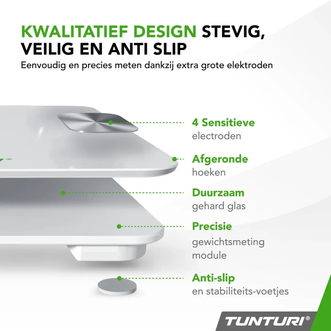 Tunturi Personenweegschaal 180kg - Bluetooth - Wit