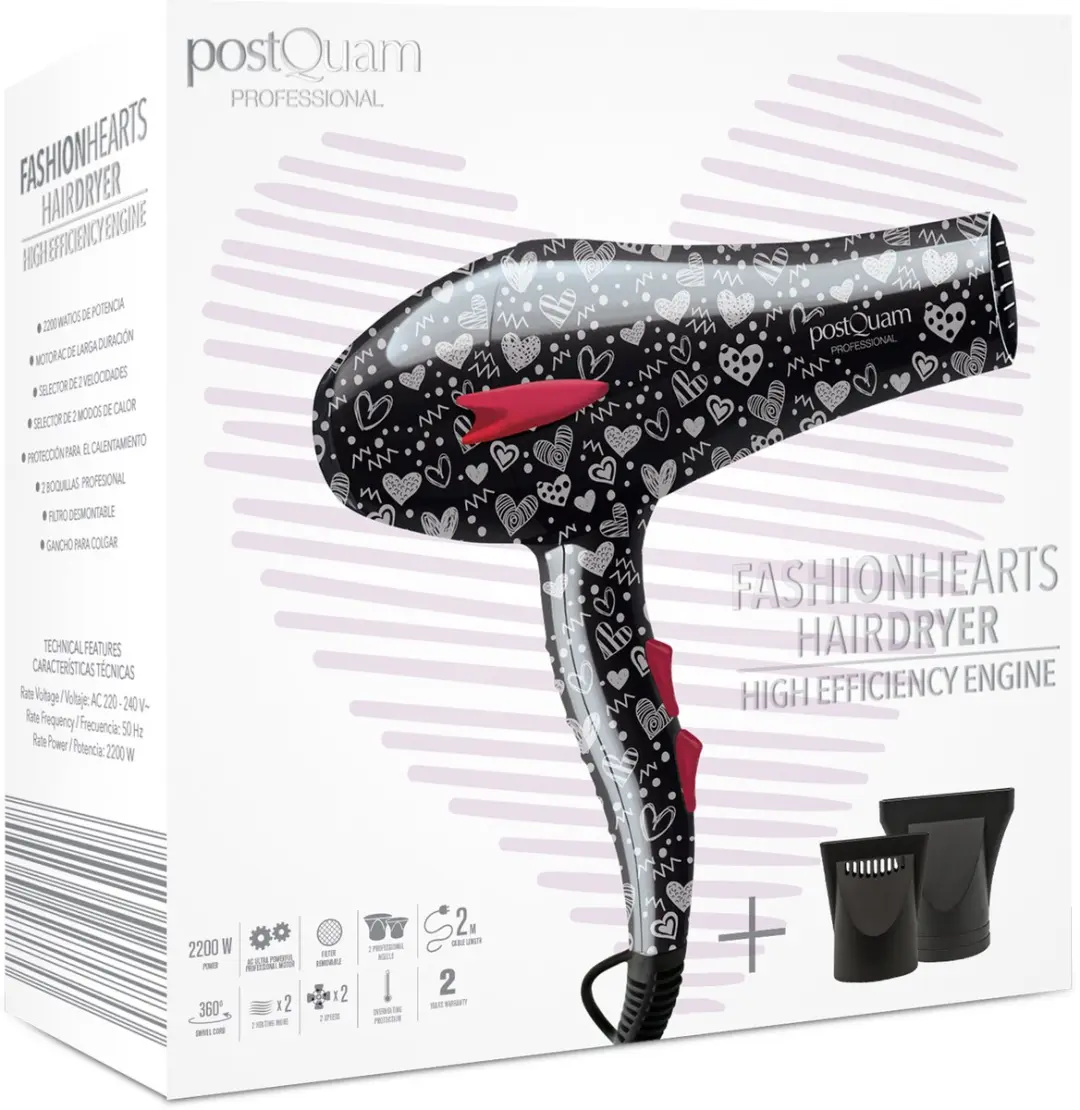 PostQuam PQPAE1005 Haardroger 2400W - Zwart/Roz