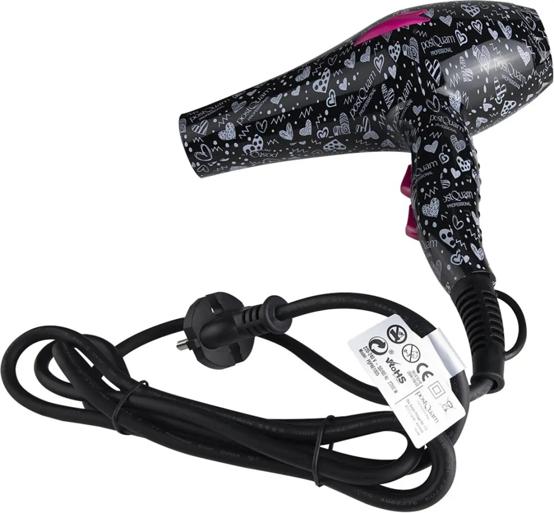PostQuam PQPAE1005 Haardroger 2400W - Zwart/Roz