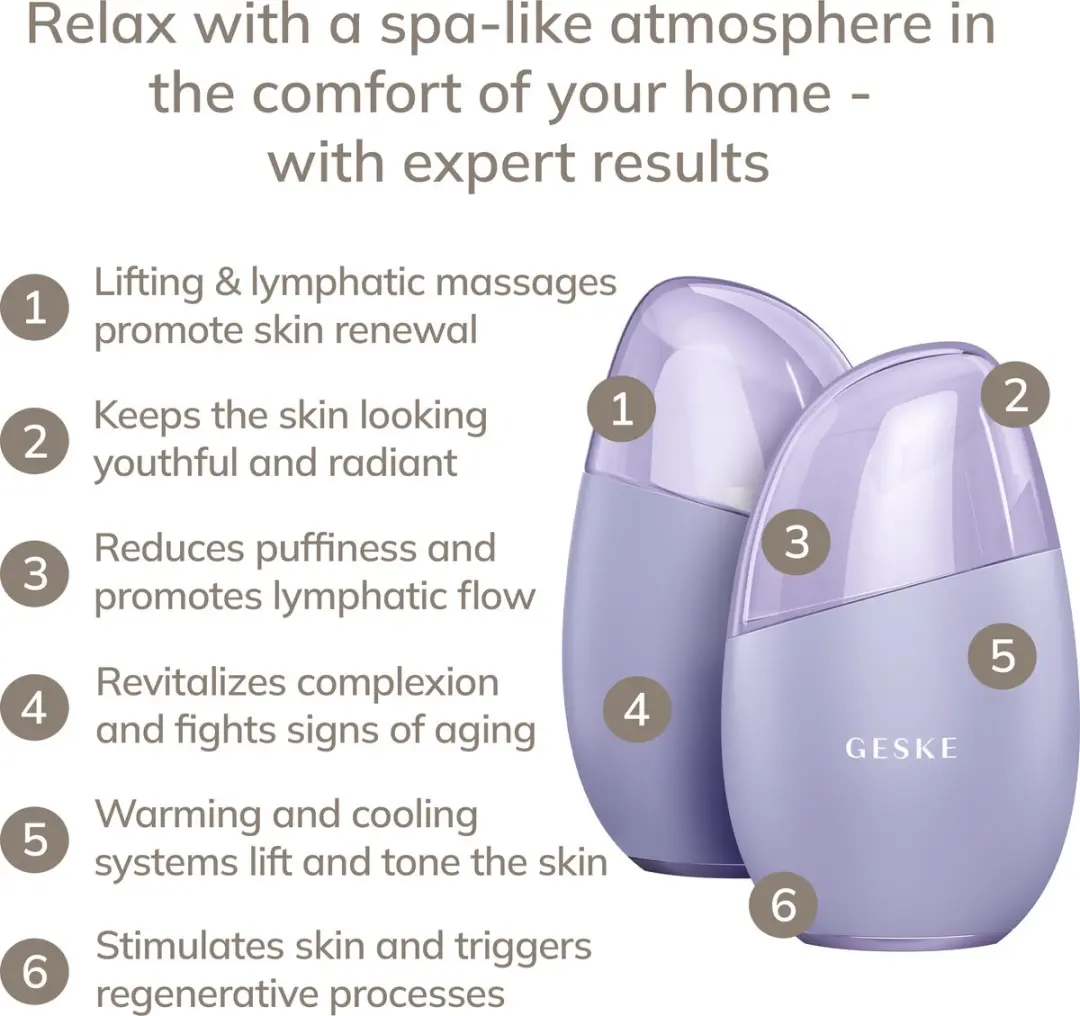 GESKE GK000700PL01 SmartApp Oog- en Gezichtsmassager 7-in-1 - Purple - afbeelding 6 van 6