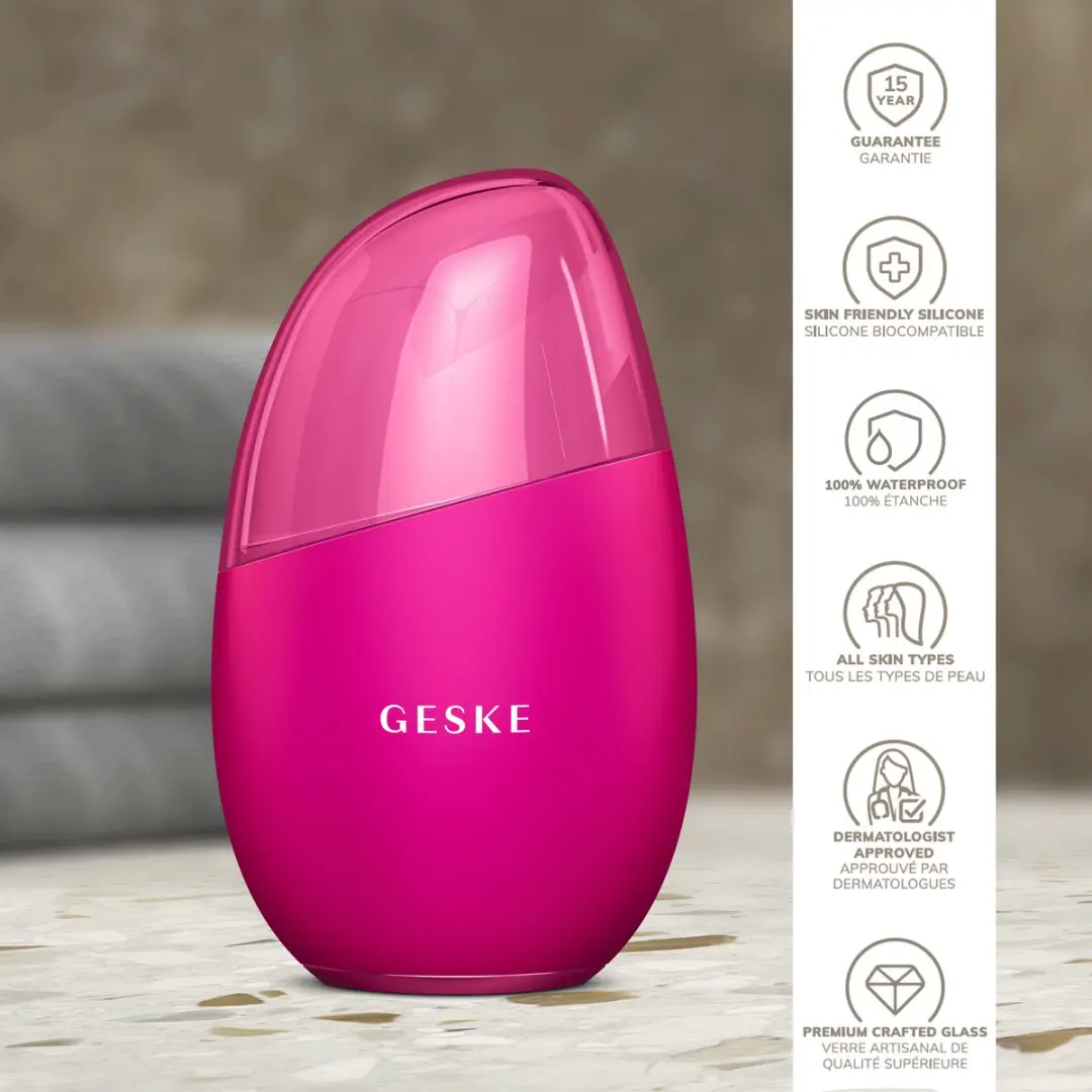 GESKE GK000700MG01 SmartAppGuided Cool & Warm Gezichtsmassager 7-in-1 - Magenta - afbeelding 6 van 6