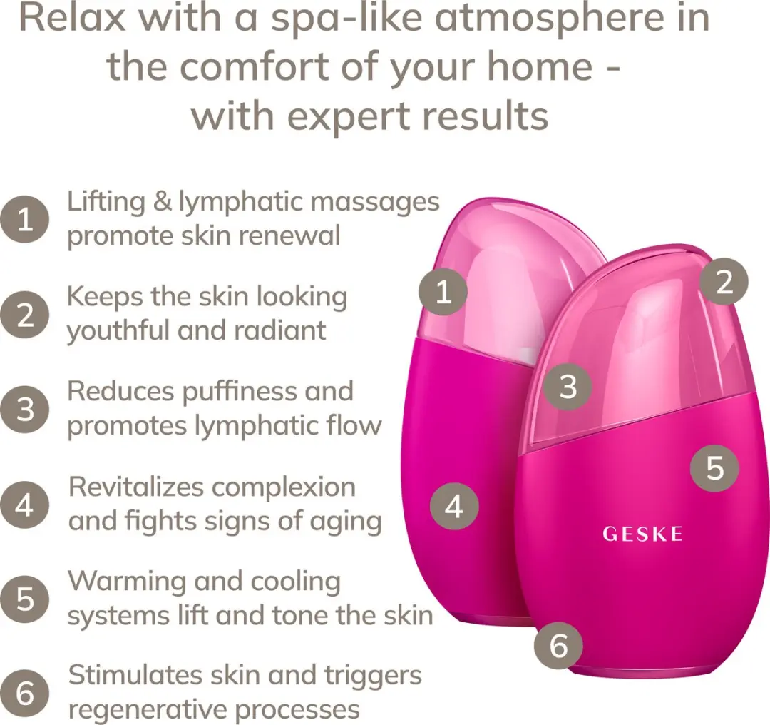 GESKE GK000700MG01 SmartAppGuided Cool & Warm Gezichtsmassager 7-in-1 - Magenta