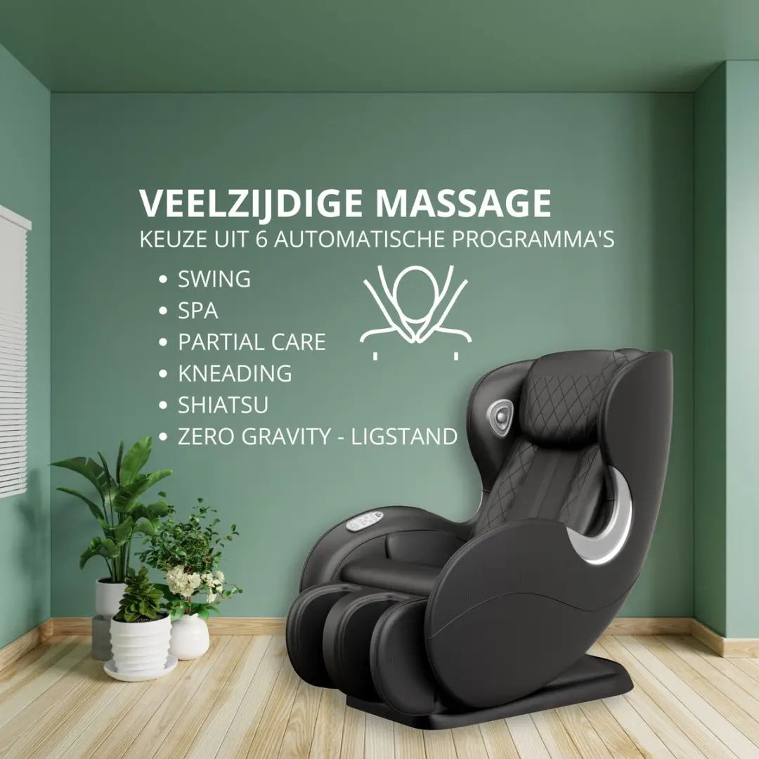 NRG Wellness Shiatsu Massagestoel Sofa 2D R8526B - Full Body - Zero Gravity - Zwart