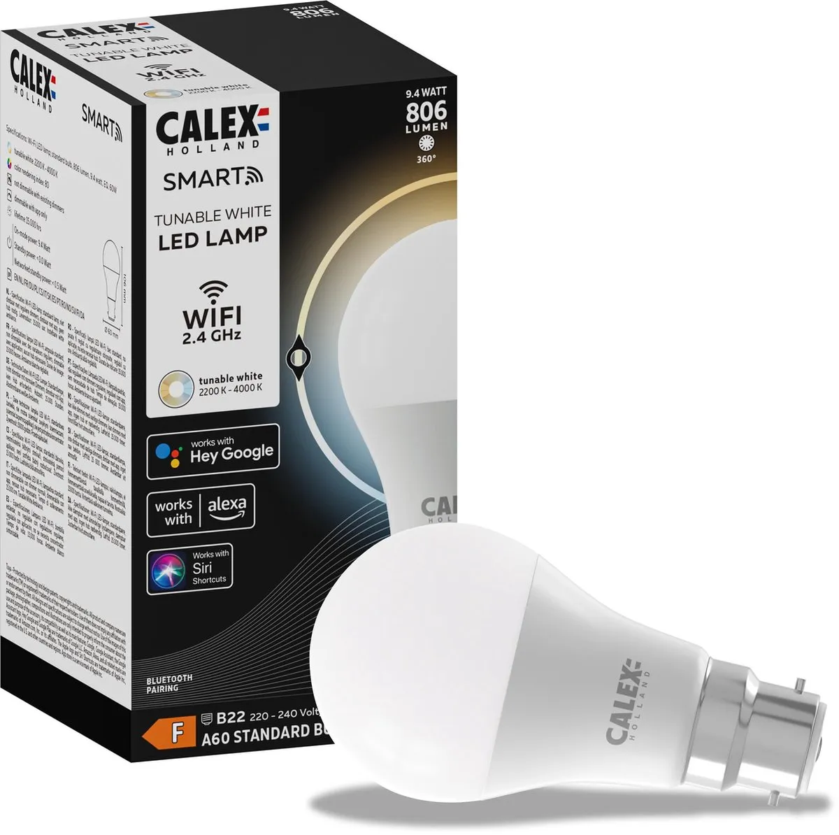 Calex Smart Standaard LED Lamp B22 9.4W - Mat - 806lm - afbeelding 4 van 6