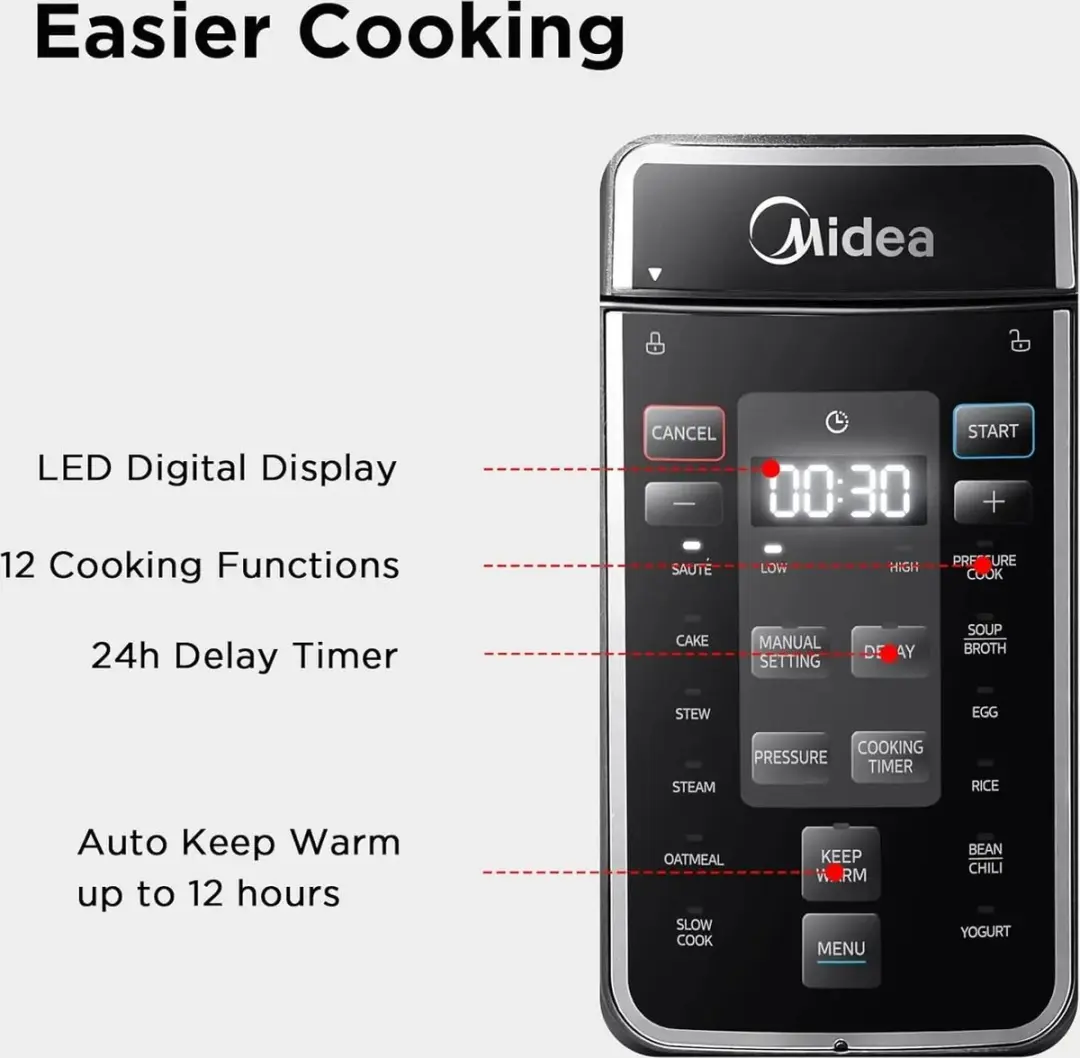 Midea 9-in-1 Seastone Elektrische Snelkookpan 6L - 1000W