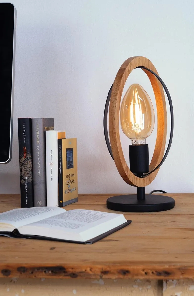 Eglo Basildon Tafellamp E27 - 34,5 cm - Zwart/Bruin - afbeelding 6 van 6