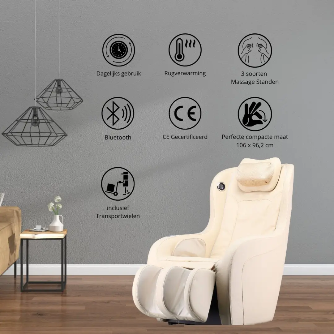 NRG Wellness Excellent Massagestoel - Beige - 3D Kuit/Hoofdmassage