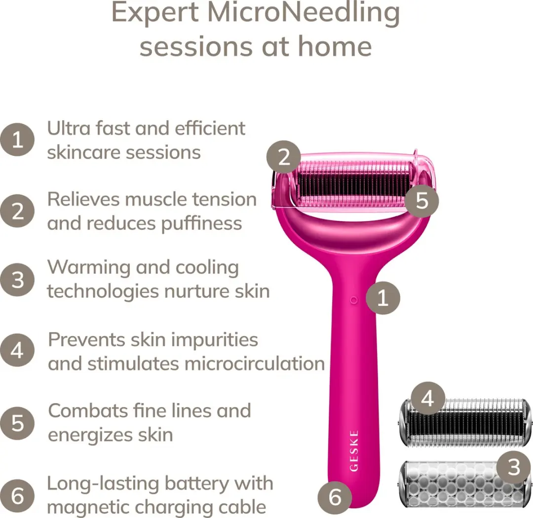 GESKE SmartAppGuided MicroNeedle Roller 8-in-1 - Magenta - afbeelding 6 van 6