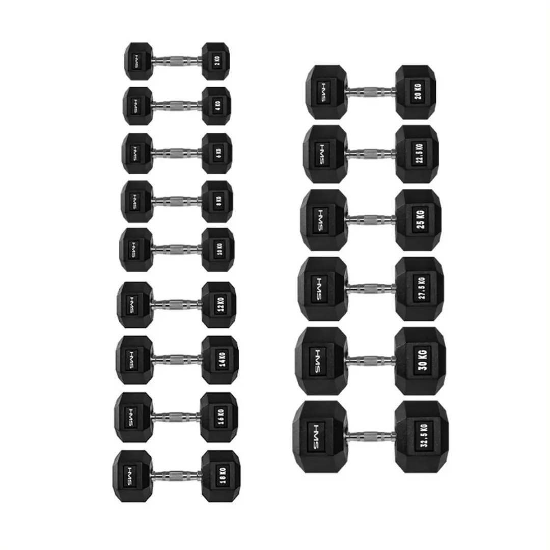 HMS Hexa Pro Dumbbell 20 kg - Zwart/Zilver