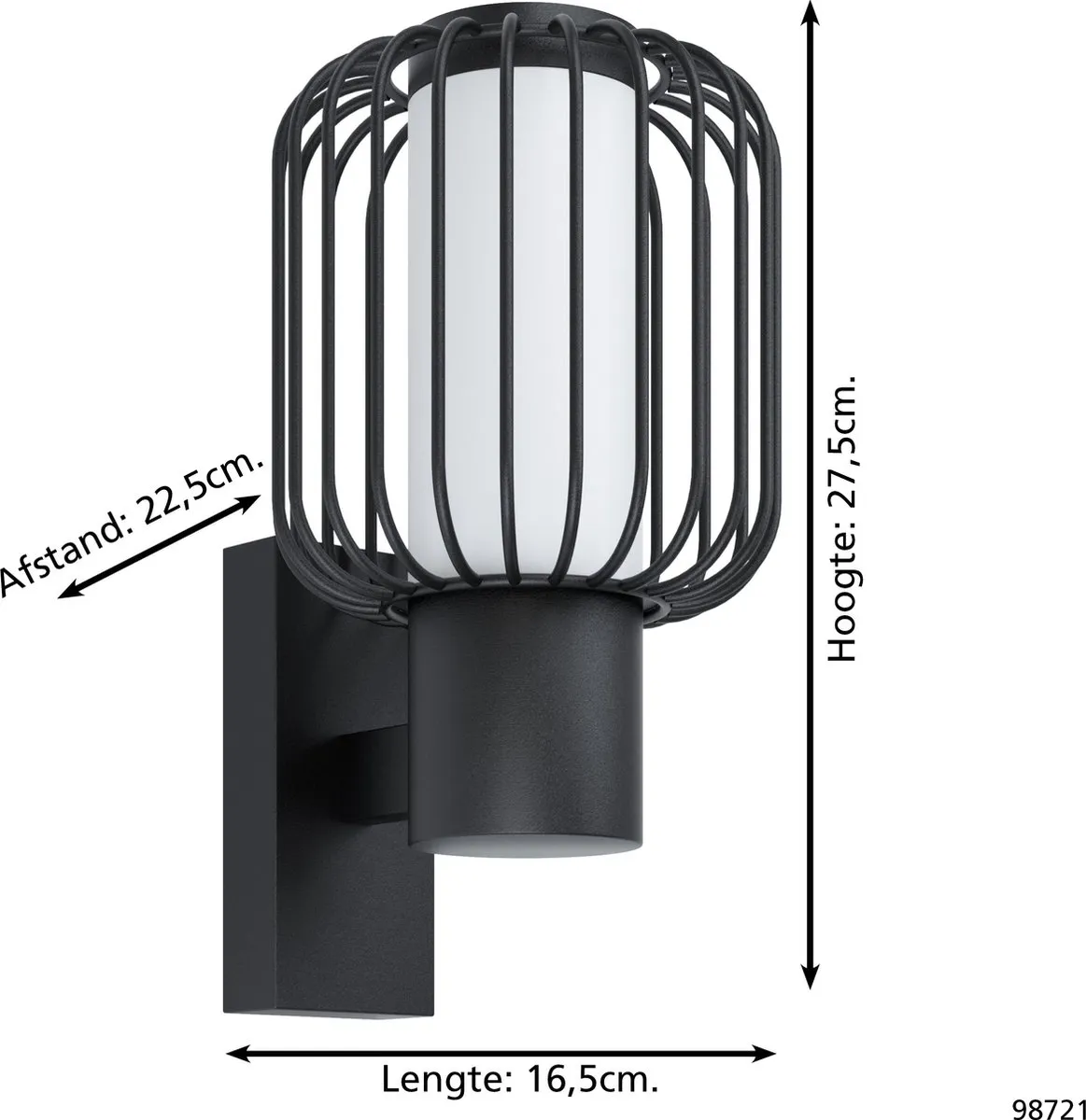 Eglo Ravello Wandlamp Buiten E27 - 16,5cm - Zwart/Wit