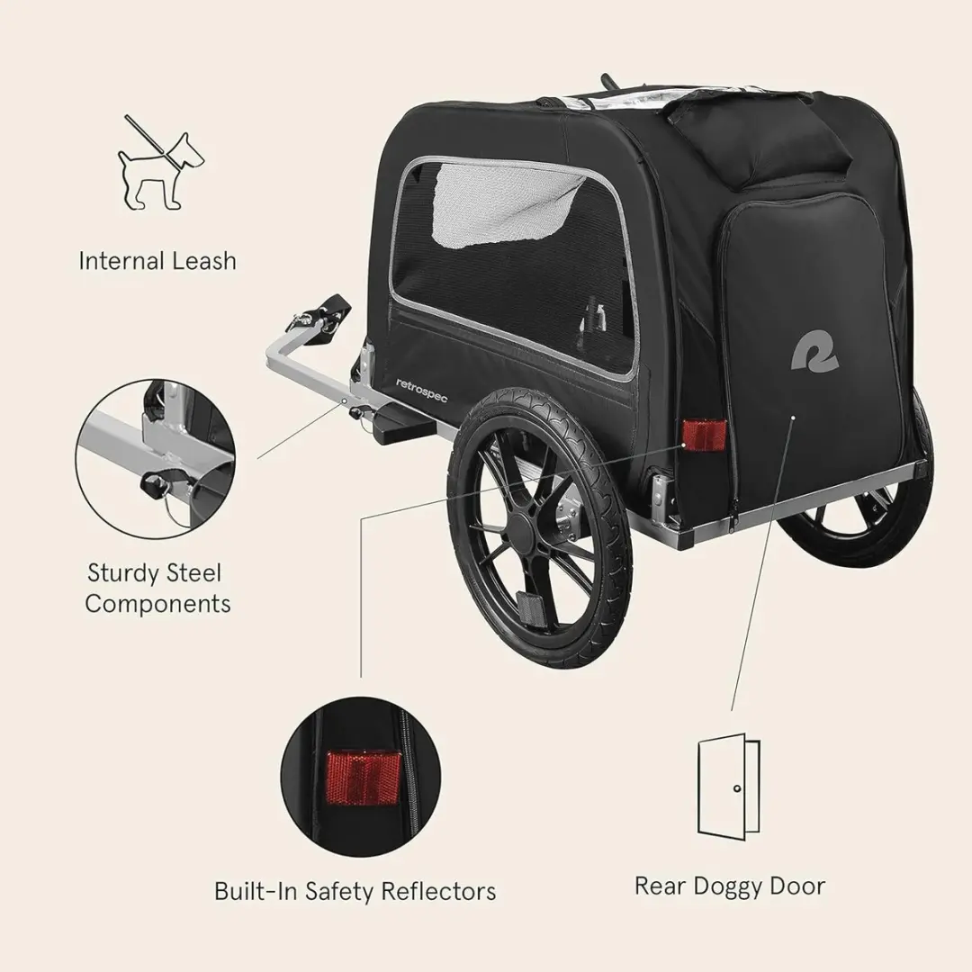 Retrospec Fietstrailer voor Honden - Zwart
