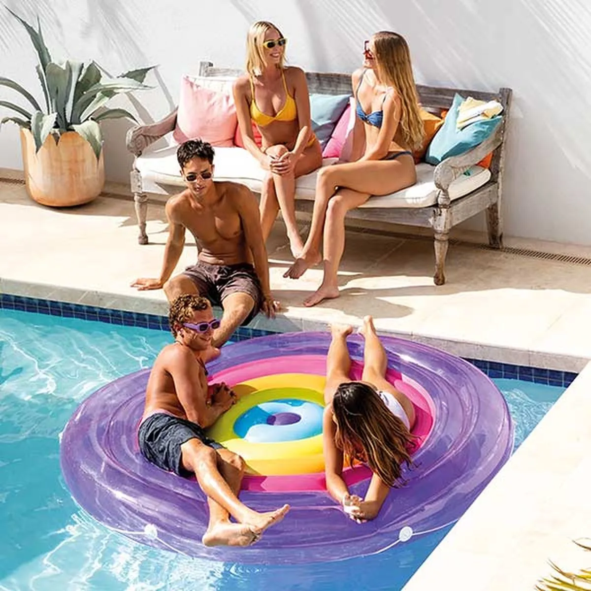 Intex Regenboog Fiesta Luchtbed 200cm - Paars - afbeelding 6 van 6