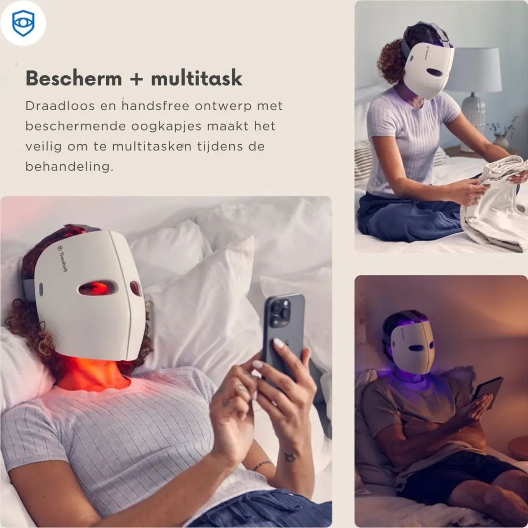 Therabody TheraFace Mask LED Gezichtsmasker - Rood + Infrarood + Blauw Licht - Wit