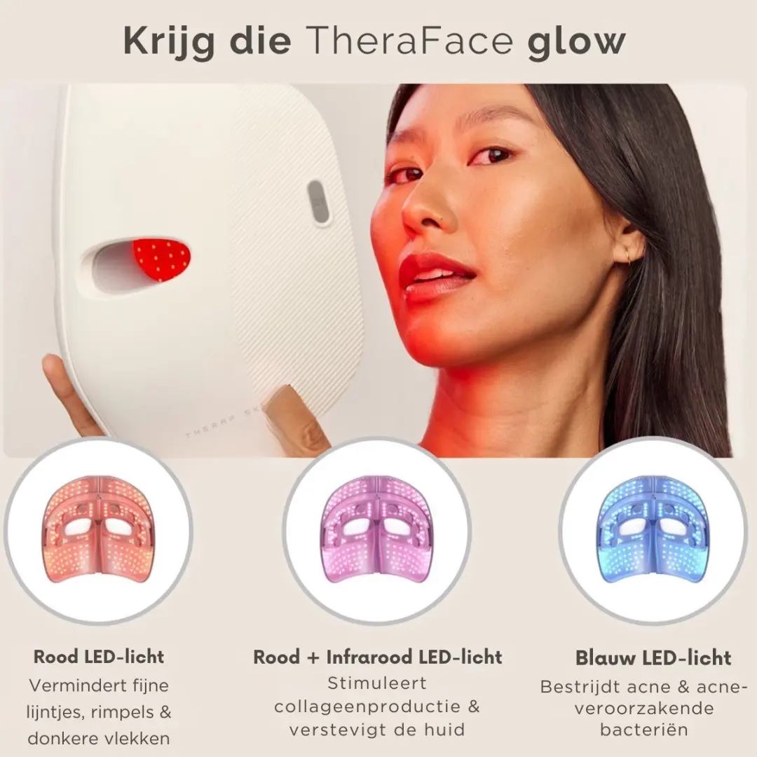 Therabody TheraFace Mask LED Gezichtsmasker - Rood + Infrarood + Blauw Licht - Wit