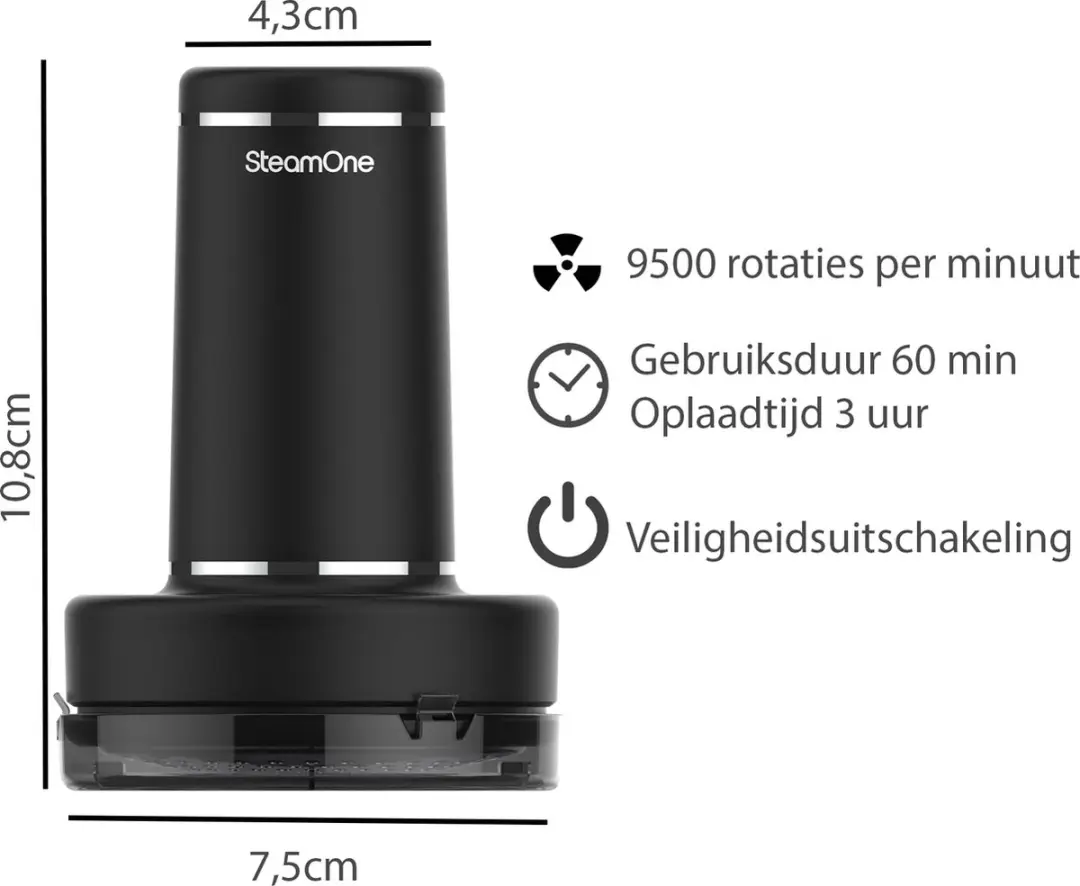 SteamOne RP10B Pluizenverwijderaar - Zwart