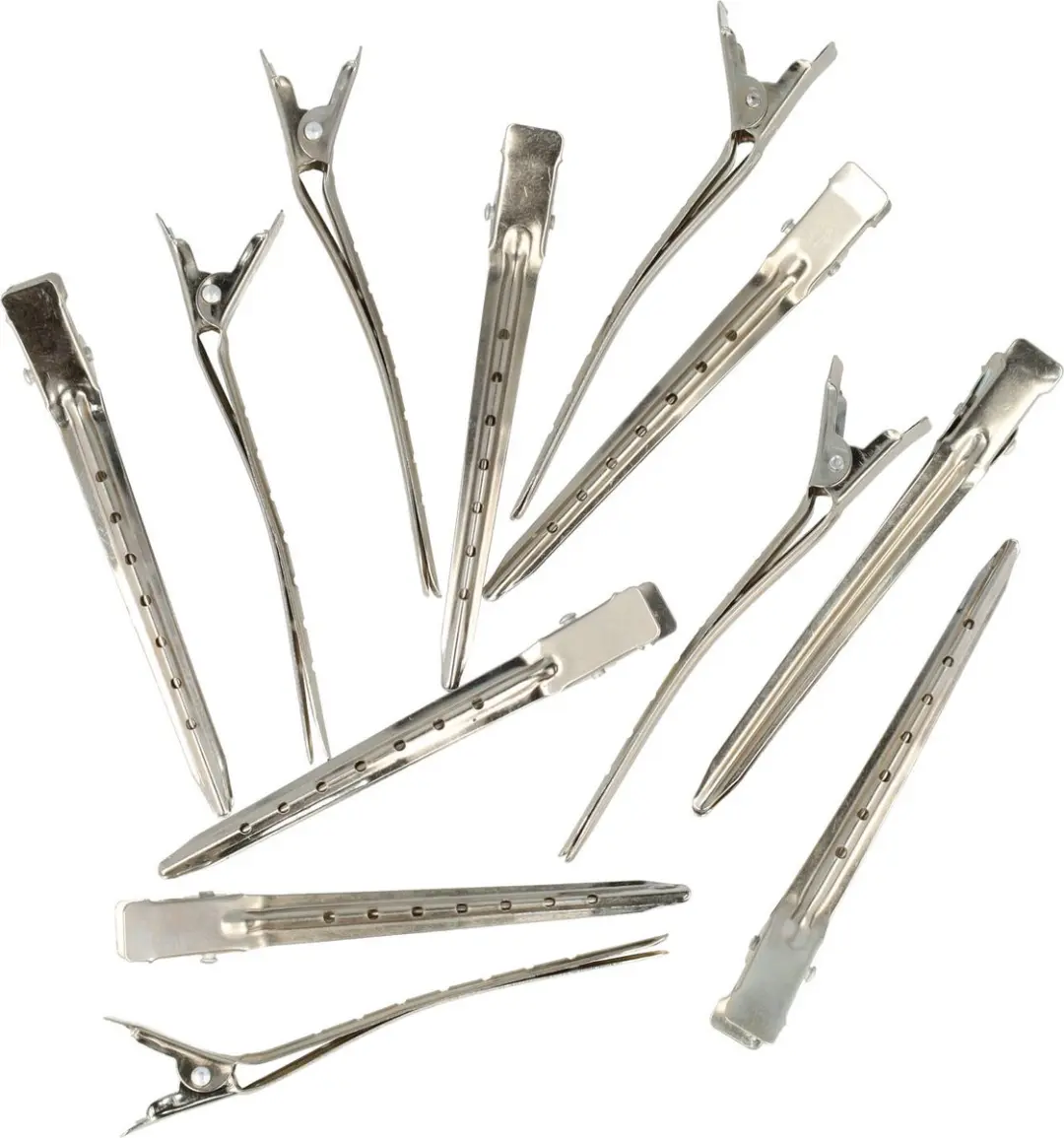 Haarsoires Styling Tool Afdeelklemmen 8cm - Zilver - 12 Stuks