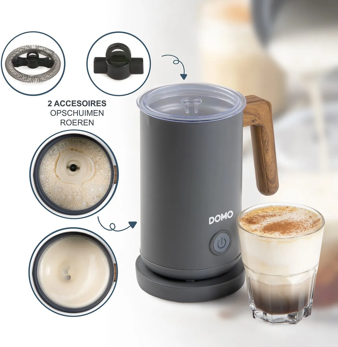 Domo DO745MF Elektrische Melkopschuimer 500W - Grijs