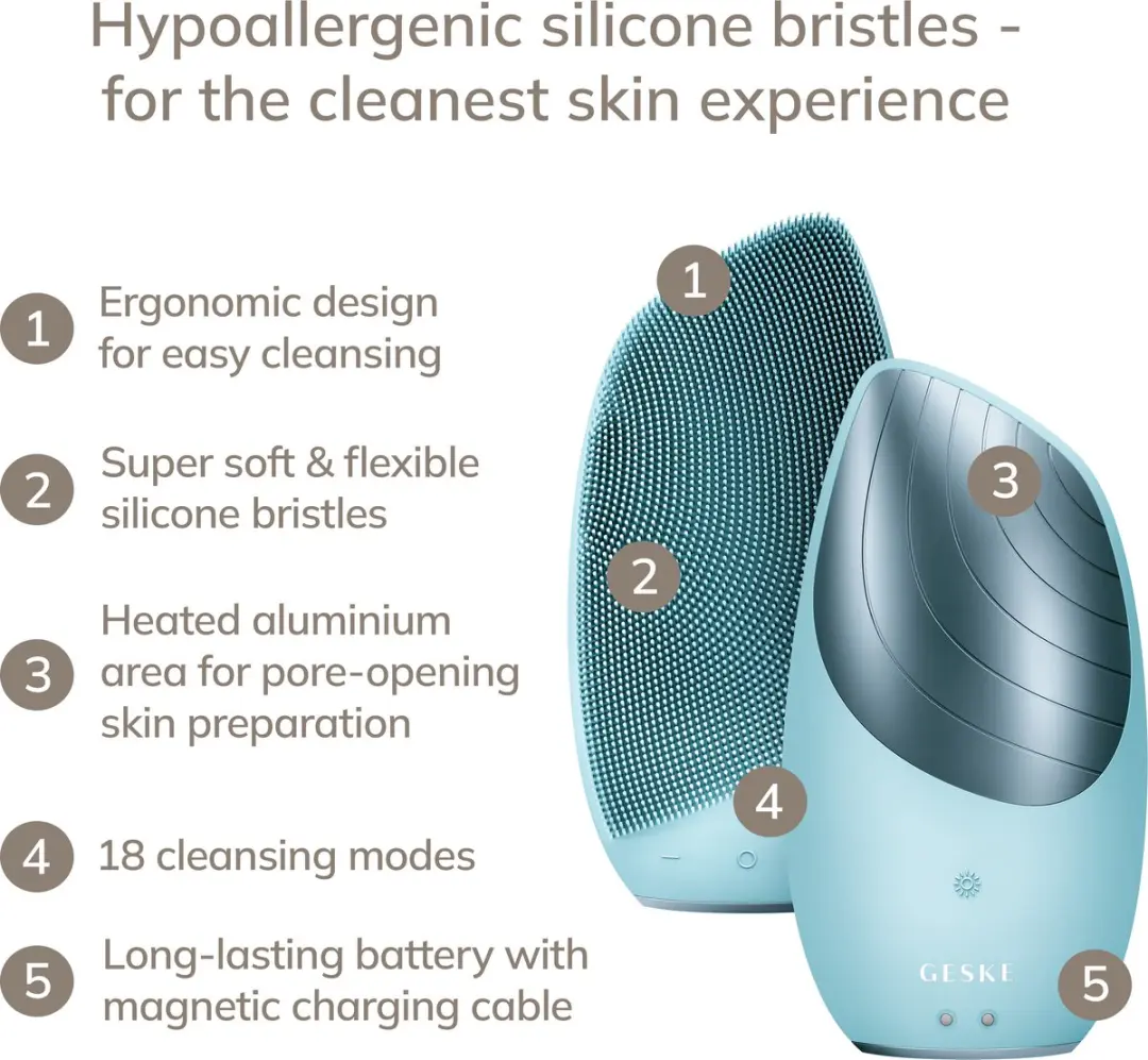 GESKE SmartAppGuided Sonic Thermo Facial Brush GK000007TQ01 - 18 Snelheden - Turquoise