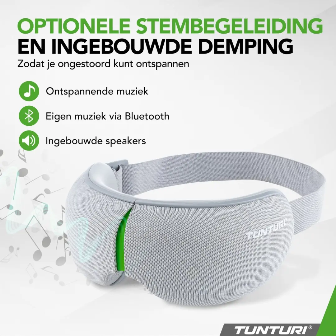 Tunturi EM50 Oogmassage Apparaat - Bluetooth - Opvouwbaar - Groen/Grijs