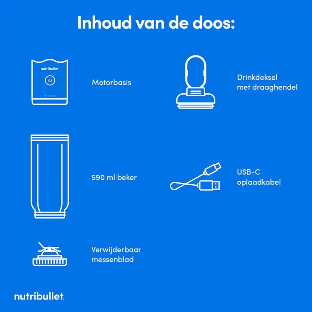 NutriBullet FLEX Draagbare Blender 590ml - Blauw - afbeelding 6 van 6
