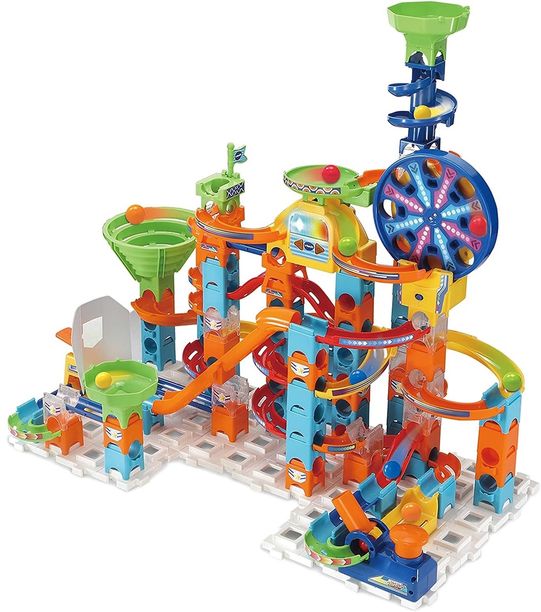 VTech Marble Rush Ultimate Set Elektronisch XL100E Knikkerbaan - 128 Onderdelen - Incl. 10 Knikkers met Licht- en Geluidseffecten - Speelgoed 3 tot 12 Jaar