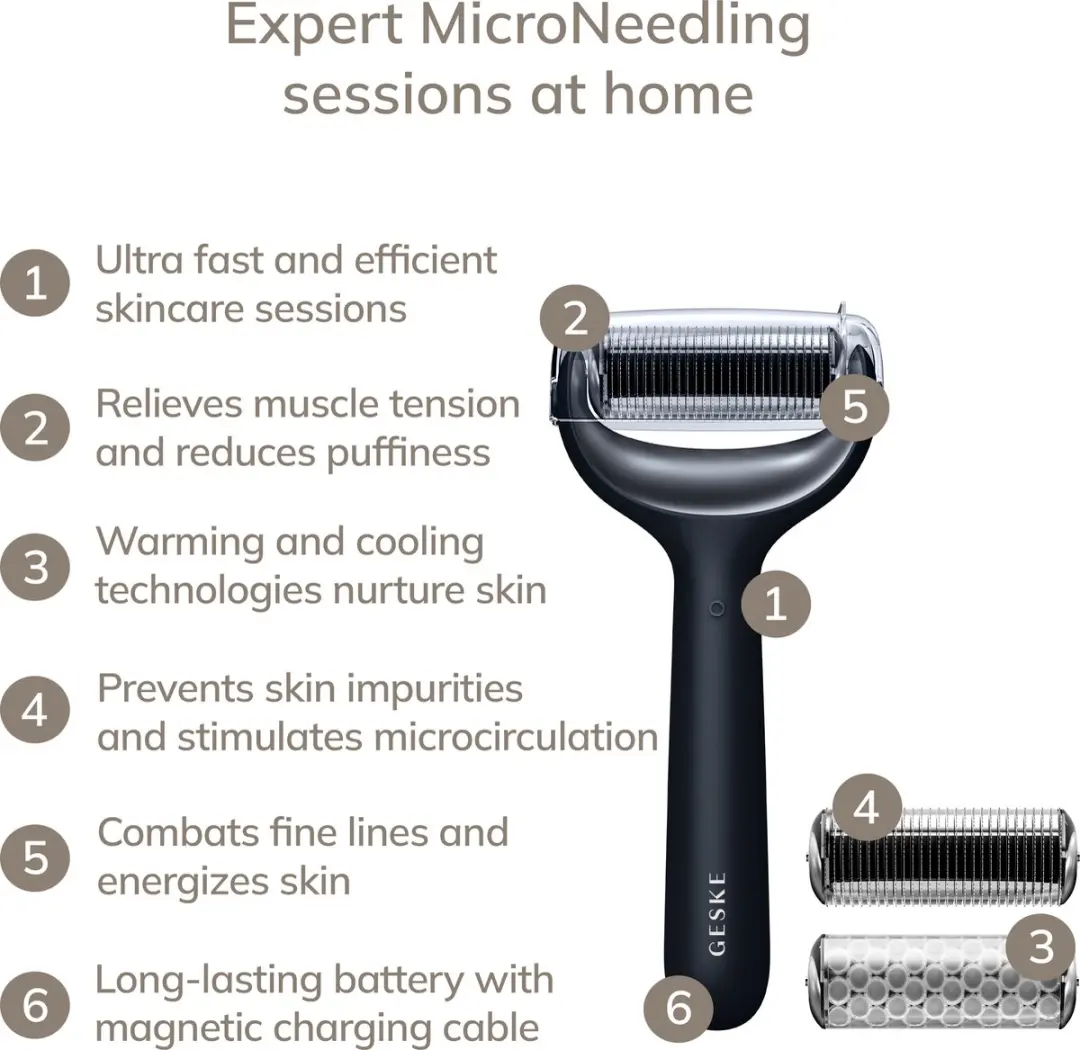 GESKE SmartAppGuided MicroNeedle Roller 8-in-1 - Zwart