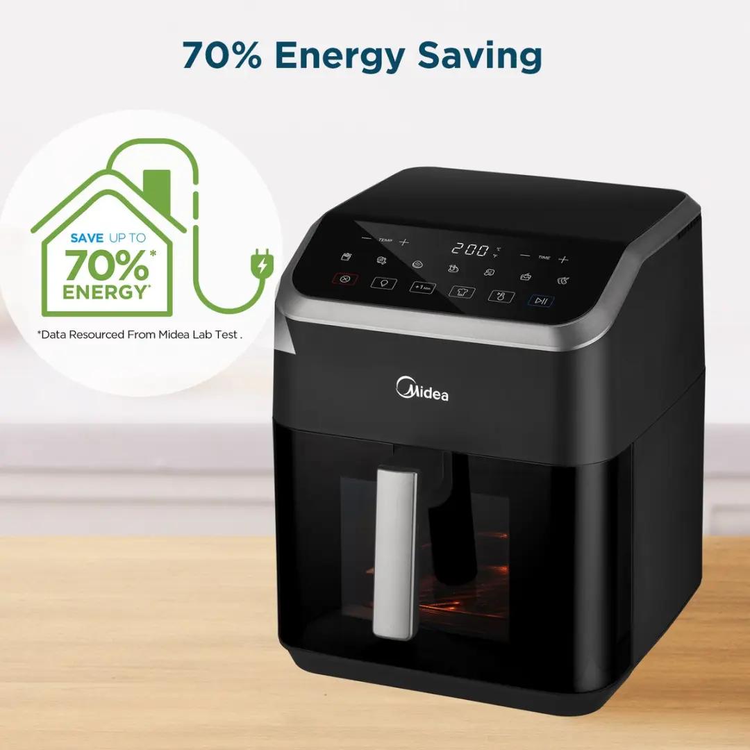 Midea MF-CY70K Airfryer 7L - 1600W - 8 Programma's - Zwart