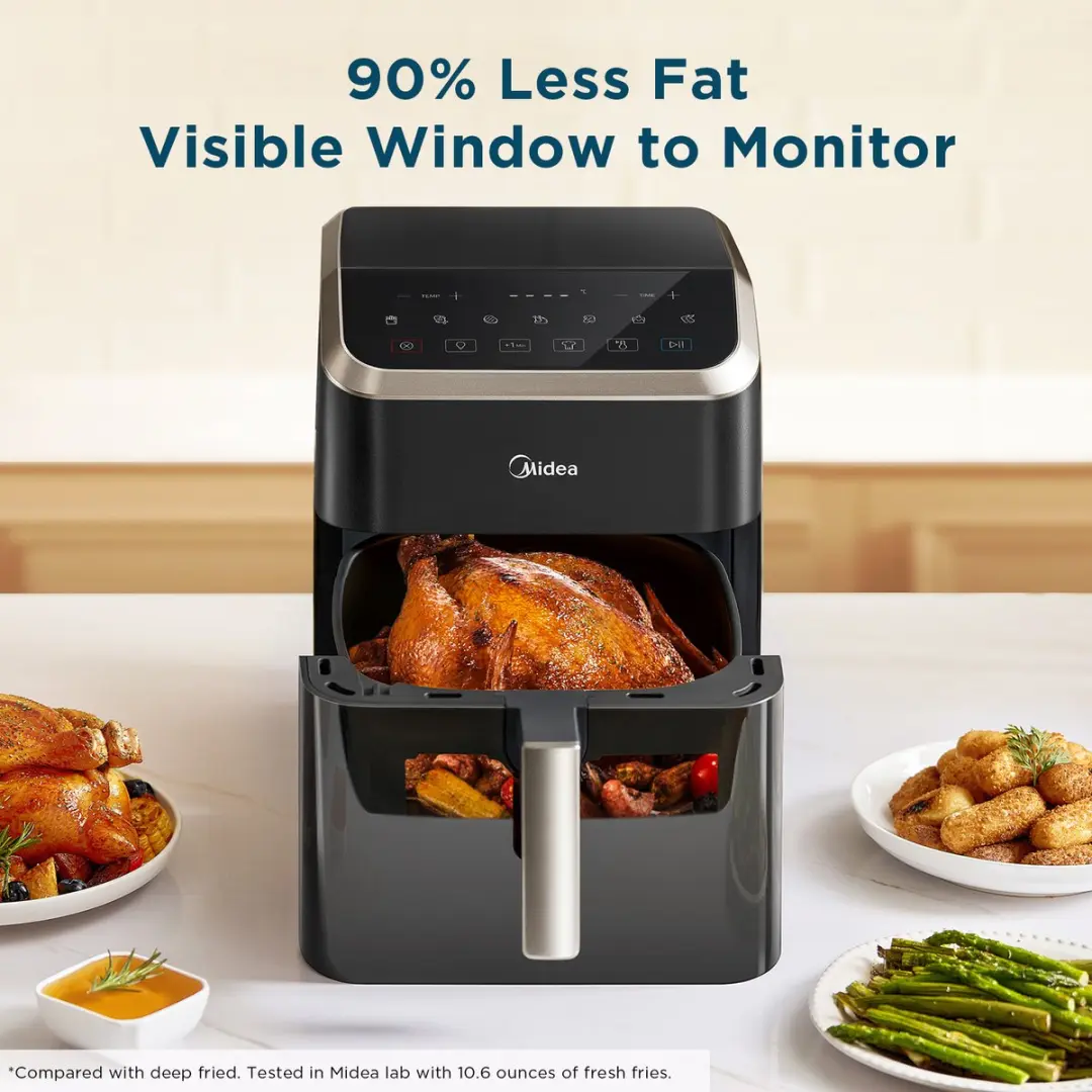 Midea MF-CY70K Airfryer 7L - 1600W - 8 Programma's - Zwart